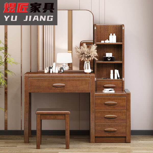 Bàn trang điểm bằng gỗ óc chó đơn giản hiện đại kết hợp phong cách Trung Quốc Bàn trang điểm phòng ngủ chính căn hộ nhỏ lưu trữ đồ nội thất bằng gỗ