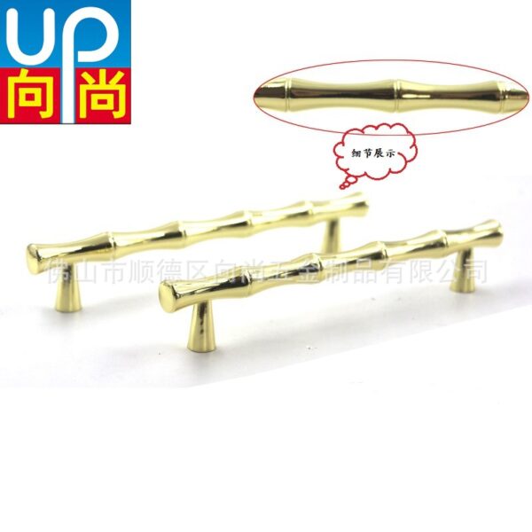 Nhà máy cung cấp tủ phòng tắm Tay nắm tủ phòng tắm Tay nắm tre vàng sáng Tay cầm hợp kim kẽm