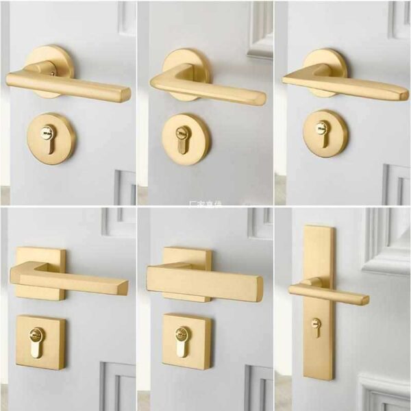 Vàng Mờ Khóa cửa Trong Nhà Phòng Ngủ Chia Khóa Từ Tính Hút Tắt Tiếng Nhà Sang Trọng Phòng Cửa Gỗ Khóa cửa tay Cầm