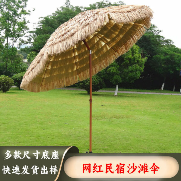 Ô bãi biển. Dù che ngoài trời mô phỏng Ô rơm danh lam thắng cảnh sân vườn Ô bãi biển giải trí kê giường ngủ và bàn ăn bữa sáng Ô hot trendd