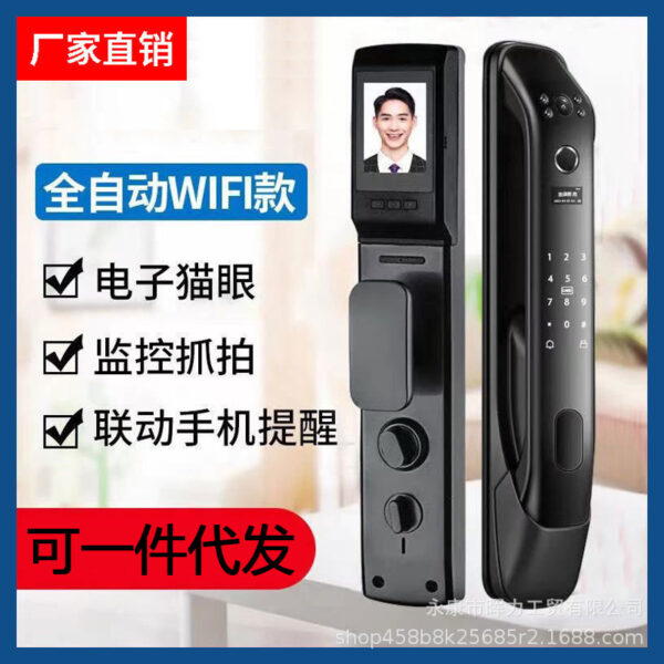 Khóa vân tay khóa thông minh tự động mắt mèo điện tử nhận dạng khuôn mặt bán buôn khóa cửa trực quan nhà sản xuất khóa kết hợp hộ gia đình
