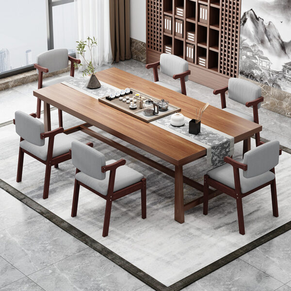 Bàn trà ghế kết hợp gỗ nguyên khối mới Bàn trà Trung Quốc bàn đơn giản hiện đại bàn lớn phòng khách nhà đàm phán bàn