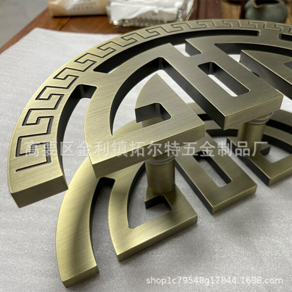 Tay nắm cửa bán nguyệt nhôm tấm chạm khắc cổ Trung Quốc sang trọng cho cửa trượt và cửa khách sạn cao cấp