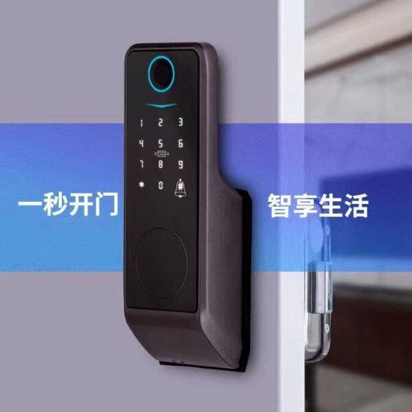 Khóa vân tay thông minh cửa sắt khóa cửa gỗ miễn bấm lỗ miễn phí đi dây khóa kiểm soát ra vào cho thuê nhà khóa đầu bò khóa chống trộm cũ