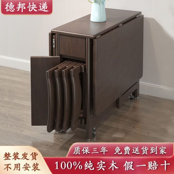 Quả óc chó vàng tất cả các bàn ăn gấp bằng gỗ nguyên khối và ghế căn hộ nhỏ hình chữ nhật kính thiên văn bàn ăn gia đình đơn giản hiện đại