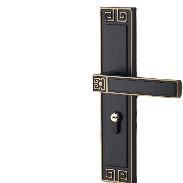 Trung Quốc Mới Phong Cách Cửa Trong Nhà Phòng Ngủ Cửa Hút Từ Tính Đen Hộ Gia Đình Chắc Chắn Cửa Gỗ Retro Tay Cầm Cửa