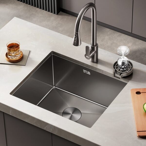 Súng màu xám bồn rửa đơn xe tăng inox 304 bếp kích thước nhỏ dưới quầy lưu vực tây đảo bếp thanh mini nhỏ