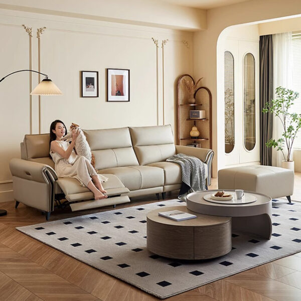 Sofa da điện đa chức năng không gian hạng nhất viên nang rạp hát tại nhà hàng thẳng hiện đại đơn giản ghế sofa da bò lớp đầu tiên