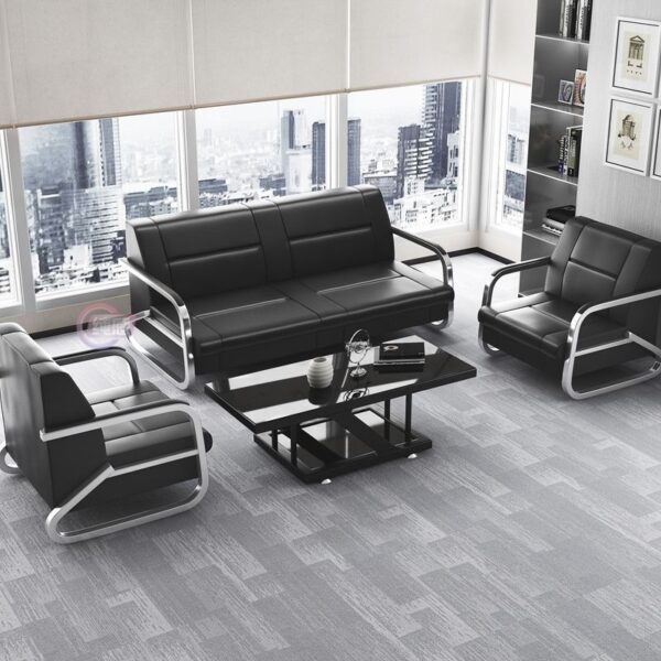 Căn hộ nhỏ đơn giản 3 chỗ ngồi, đầy đủ bộ sofa sắt hiện đại, sofa văn phòng, phòng tiếp tân, bàn cà phê kết hợp kinh doanh