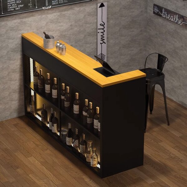 Quầy bar bàn trộn nhà hàng cafe quầy lễ tân ánh sáng sang trọng phong cách công nghiệp rõ ràng quầy bar quán rượu sắt giá để rượu nhân viên thu ngân