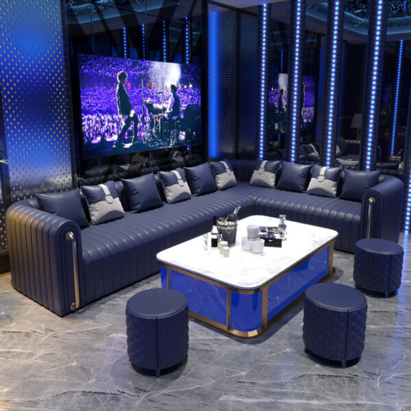 Sofa góc thương mại ktv tùy chỉnh sofa nhẹ sàn sang trọng quầy bar hộp hình chữ L kết hợp bàn cà phê hình chữ U