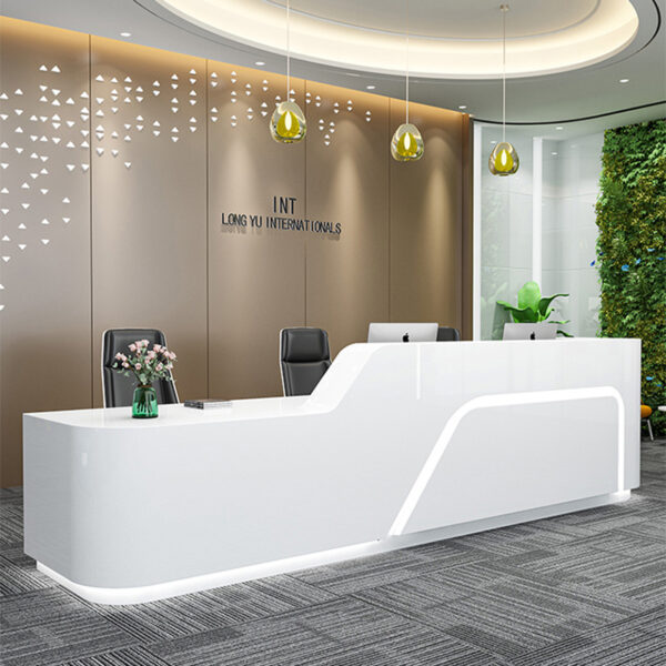 Quầy lễ tân công ty hiện đại màu trắng đơn giản quầy lễ tân quầy bar nội thất văn phòng