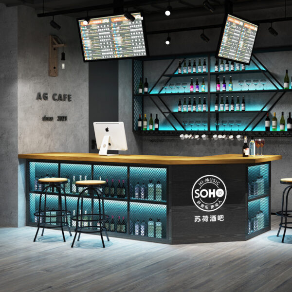 Phong cách công nghiệp quầy thu ngân thanh sắt quầy bar góc quầy hàng phía trước quán trà sữa bàn bar retro sáng tạo