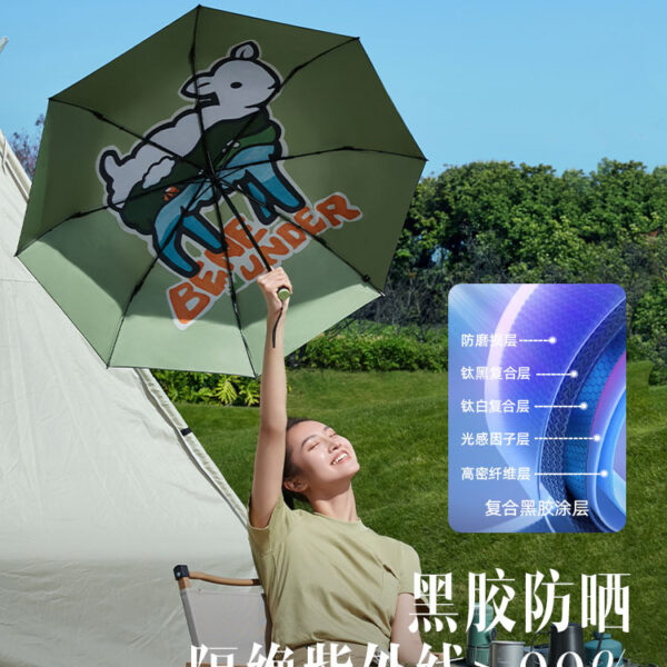 7L8K Qixun Ô nhựa đen dù 2 lớp bề mặt chống tia UV nắng ô dù che nắng ngoài trời