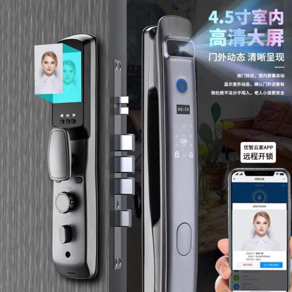 Khóa vân tay có thể nhìn thấy mắt mèo khóa cửa thông minh chống trộm tại nhà có chuông cửa nhà sản xuất khóa kết hợp mắt mèo điện tử trong nhà