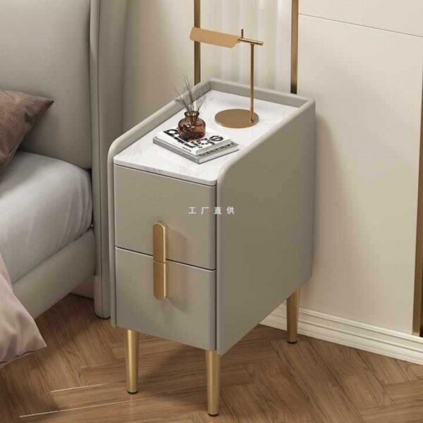 Bàn đầu giường nhỏ bằng gỗ nguyên khối nhẹ nhàng đơn giản Bàn đầu giường mini sang trọng siêu hẹp Tủ bảo quản đá phiến siêu hẹp