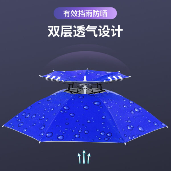 Mũ dù lười 2 lớp gắn trên đầu ô nắng che mưa trên cao tấm che nắng ngoài trời dù lớn gấp gọn mũ