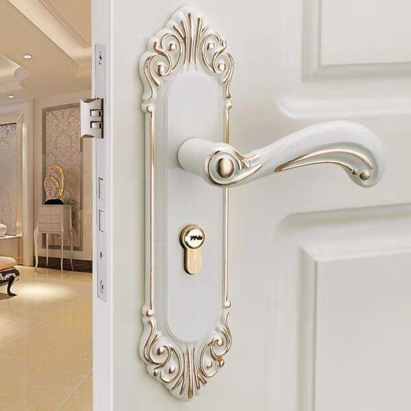 Cửa Gỗ Trong Nhà Bộ Khóa cửa Thép Đơn Giản Gỗ Chắc Chắn Cửa Gỗ Trang Trí Hộ Gia Đình Áp Lực Tay Cầm Khóa Phòng Ngủ Chịu Lực Thân Khóa