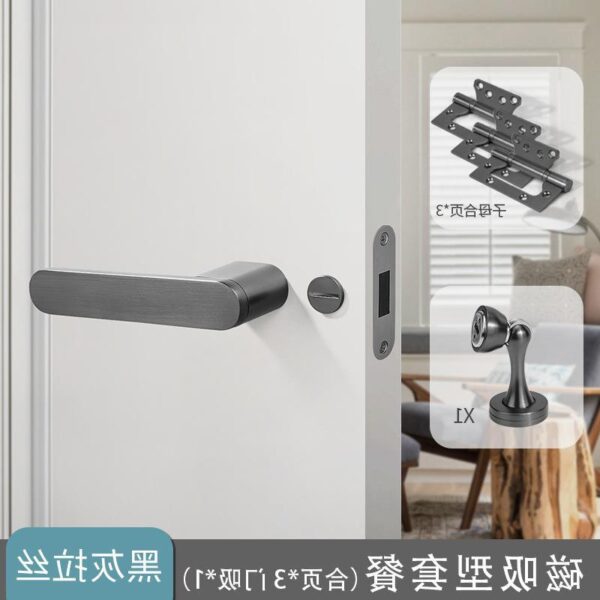 Bán buôn tối giản Khóa cửa trong nhà phòng ngủ Khóa cửa tay nắm cửa hút từ hiện đại khóa tắt tiếng sinh thái Khóa cửa gỗ kẽm