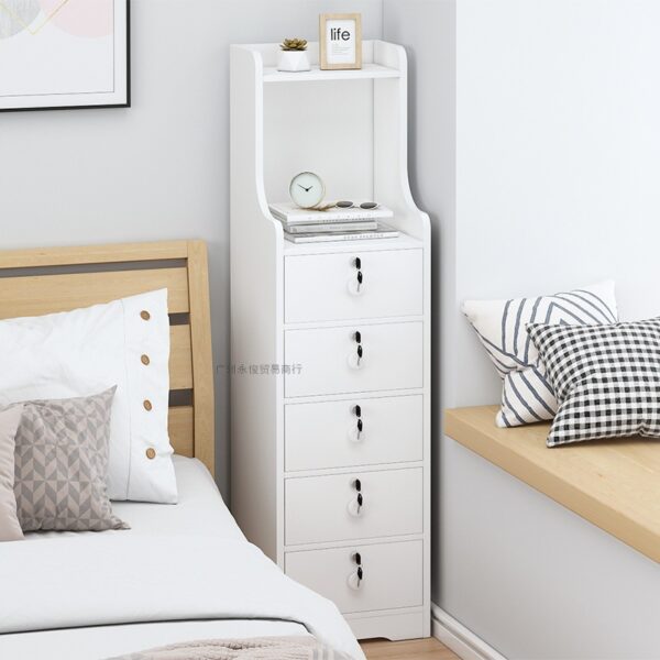 Siêu Hẹp Đầu Giường Ngăn Kéo Loại Nhỏ Mini Khoảng Cách Đầu Giường Đèn Sang Trọng Hiện Đại Đơn Giản Phòng Ngủ Nhà Tủ ngăn Kéo