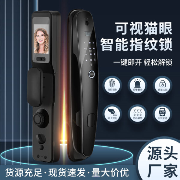 Nhà Sản Xuất Khóa Kết Hợp Cửa Chống Trộm Gia Đình Hoàn Toàn Tự Động Nhìn Thấy Mắt Mèo Khóa Vân Tay Chụp Cửa Chống Trộm Thông Minh Khóa Điện Tử