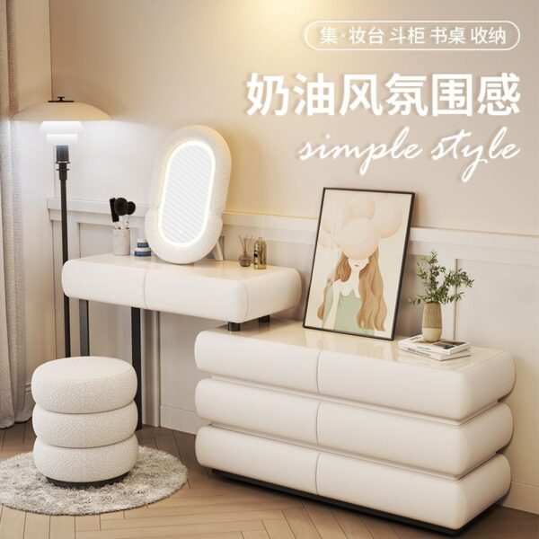 Mới 2023 Gỗ Chắc Chắn Bàn Trang Điểm Phòng Ngủ Tủ Tích Hợp Hiện Đại Cô Gái Đơn Giản Công Chúa Phòng Ngủ Chính Đá phiến Bàn Trang Điểm