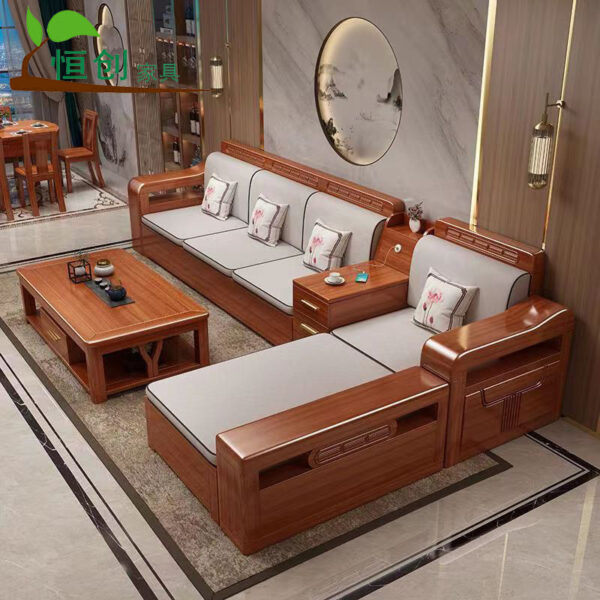 Sofa gỗ nguyên khối quả óc chó mới phong cách Trung Quốc đơn giản căn hộ nhỏ hoàng phi lưu trữ mùa đông và mùa hè nội thất phòng khách có thể tháo rời và giặt được sử dụng kép mùa đông và mùa hè
