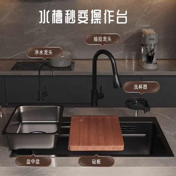 Chậu rửa đơn cỡ lớn, chậu rửa âm bàn, chậu rửa inox 304, chậu rửa chén, chậu rửa tích hợp dày dặn.