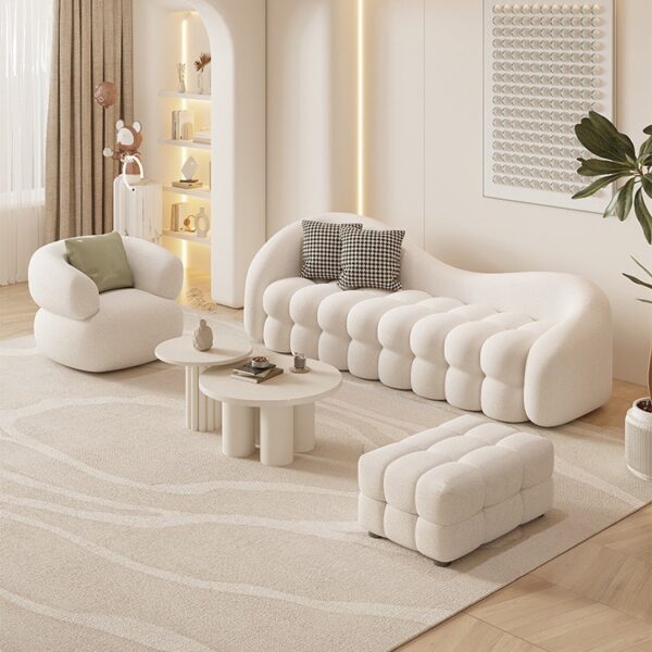 Kem phong cách sherpa sofa nhà căn hộ nhỏ dị tính sofa kết hợp cong đơn giản cửa hàng quần áo sofa lười