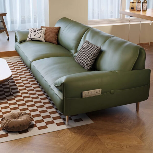 Sofa tai voi cực kỳ đơn giản lớp đầu tiên da bò màu xanh đậm phong cách Ý căn hộ nhỏ phòng khách văn phòng