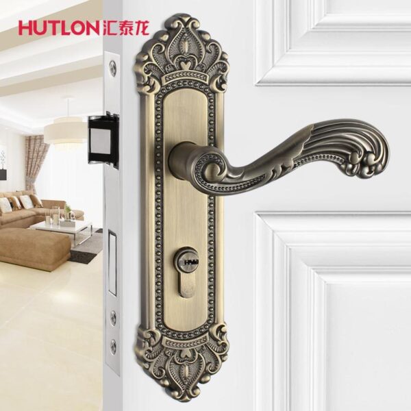 Huitai Khóa cửa rồng trong nhà Khóa cửa phòng ngủ bên trong cửa Châu Âu Khóa cửa cửa gỗ nhà cổ điển tắt tiếng Khóa cửa phòng