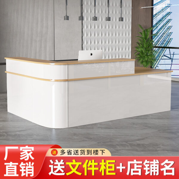 Nhân viên thu ngân sơn cửa hàng quần áo thẩm mỹ viện bàn quầy bar góc hình vòng cung nhỏ đơn giản phòng tập yoga quầy lễ tân bàn tiếp tân