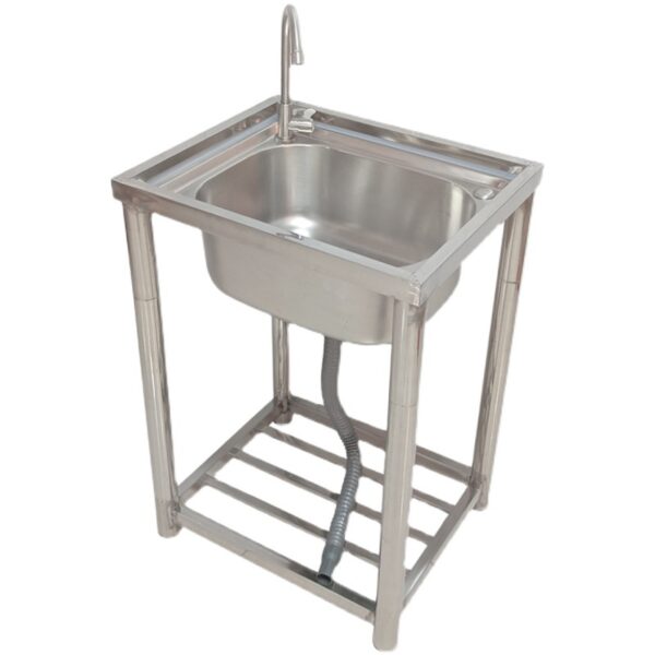 E0PB Bán Buôn Bếp Bồn Rửa Inox Đơn Khe Cắm Rau Chậu Đơn Giản Bồn Rửa Có Giá Đỡ Hộ Gia Đình Bể Rửa Bát Hộ Gia Đình
