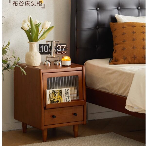 Retro Gỗ Chắc Chắn Đầu Giường Phòng Ngủ Đơn Giản Tủ Bảo Quản Hộ Gia Đình Nhỏ Siêu Hẹp Tủ Bảo Quản Bảo Quản Đầu Giường Tủ Nhỏ