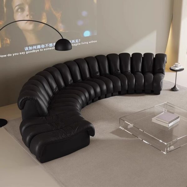 Sofa da hình con rắn tối giản của Ý mô-đun phòng khách biệt thự kết hợp miễn phí D hình bán nguyệt Ghế sofa hình chữ S cong đặc biệt