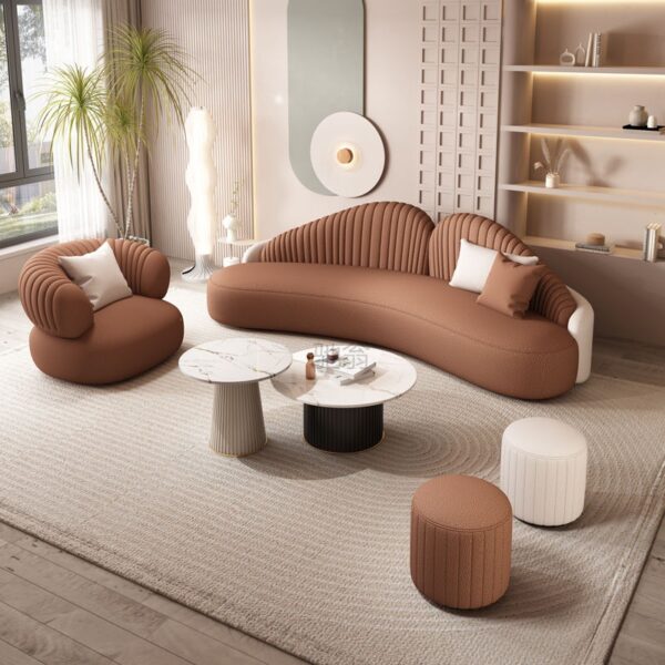 3l2023 ghế sofa mới Internet người nổi tiếng ánh sáng cửa hàng quần áo sang trọng tiếp nhận ghế sofa cong kết hợp phòng khách căn hộ nhỏ cửa hàng trà sữa