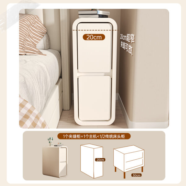 Bàn đầu giường cực hẹp 5YA1, bàn đầu giường hẹp kiểu kem, tủ đựng đồ phòng ngủ siêu hẹp, kiểu bánh sandwich, tủ đựng đồ mini nhỏ