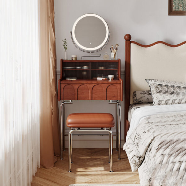 Pháp thời trung cổ phong cách retro bàn trang điểm căn hộ nhỏ 60cm phòng ngủ gỗ nguyên khối bàn trang điểm đầu giường thiết kế bàn trang điểm