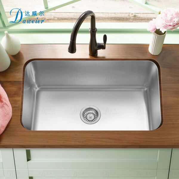 Darwell 304 bồn rửa chén bằng thép không gỉ hộ gia đình căng lưu vực âm bàn khe đơn CUPC chậu rau lớn khe đơn