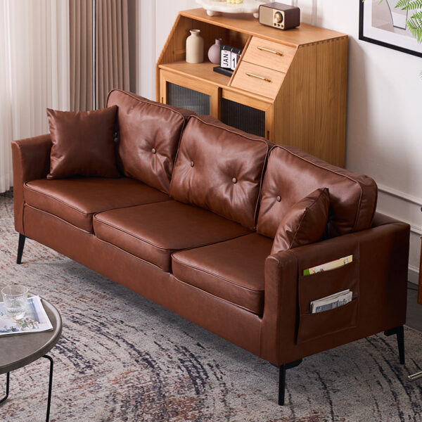 Sofa phòng khách căn hộ nhỏ cửa hàng quần áo nhà đôi ba người cho thuê văn phòng sofa da nghệ thuật tiết kiệm