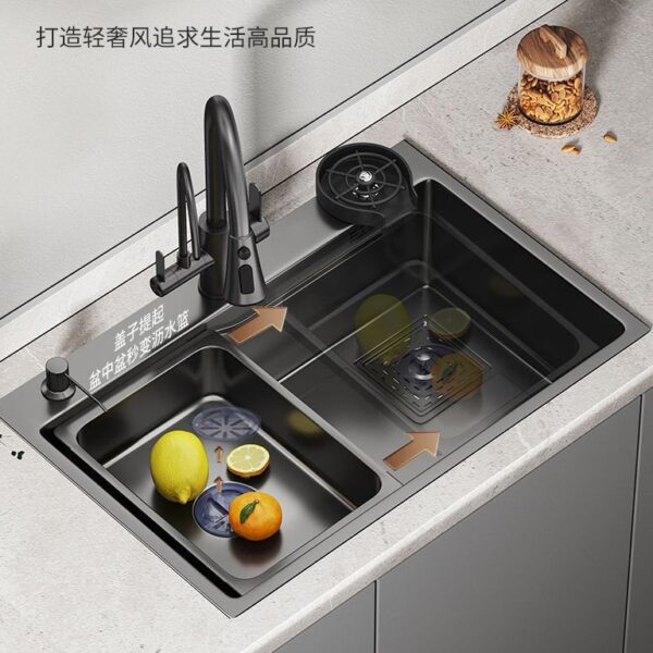 Nhà bếp inox bồn rửa cốc máy giặt dày tích hợp bồn rửa rau bồn rửa lớn đơn khe bồn rửa dưới quầy lưu vực