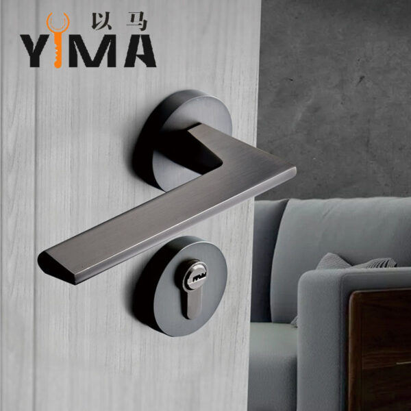 Xám gỗ nhà Khóa cửa trong nhà hút từ tính tắt tiếng chia Khóa cửa phòng ngủ tay nắm khóa phần cứng bán buôn