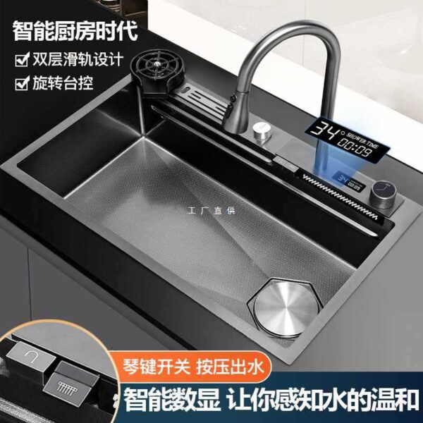 Bồn Rửa Chén Dày 304 Bồn Rửa Inox Lớn Đơn Khe Cắm Hộ Gia Đình Đa Năng Bồn Rửa Nano Dưới Quầy Lưu Vực