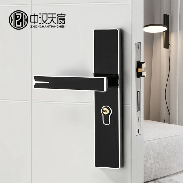 Đen phòng ngủ tắt tiếng Khóa cửa trong nhà hộ gia đình đa năng cửa gỗ khóa từ mà không cần thay lỗ tay nắm cửa