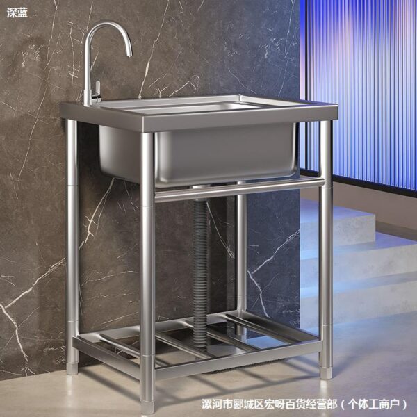 Chậu rửa bát thương mại chậu rửa inox 304 có giá đỡ tích hợp chậu rửa bát gia đình bồn rửa đơn lớn.