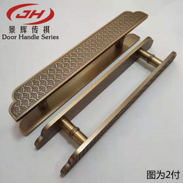Trung Quốc cổ đám mây tốt lành Tay nắm cửa bằng đồng khách sạn phòng riêng Tay nắm cửa gỗ kính đen Tay nắm cửa