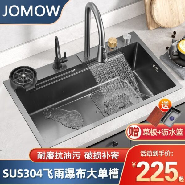 Bồn Rửa Nhà Bếp Nano Rau Bồn Rửa Inox 304 Dày Bằng Tay Bồn Rửa Rau Feiyu Thác Lớn Chậu Rửa Đơn Hộ Gia Đình