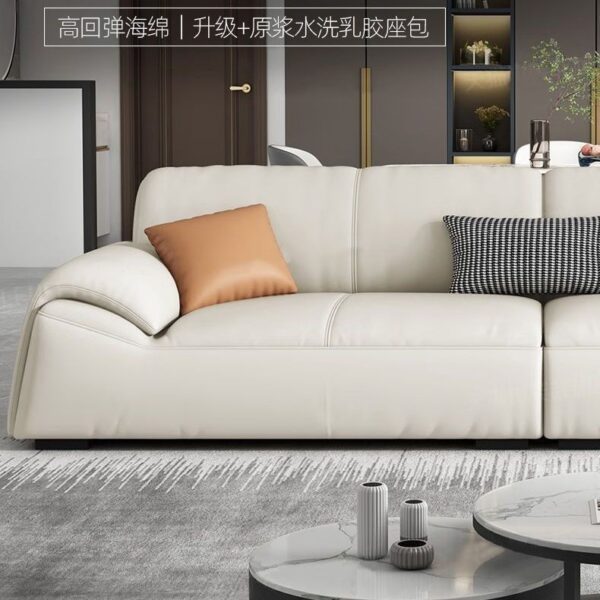 Sofa da nghệ thuật hiện đại tối giản kích thước phòng khách ba người Napa da thẳng sofa kết hợp