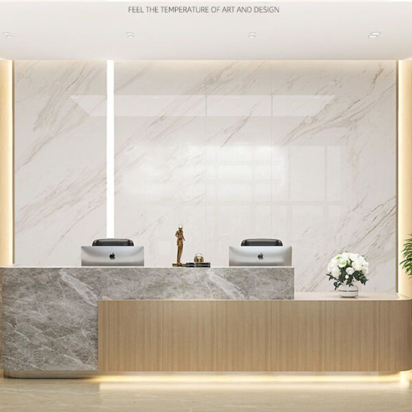Quầy lễ tân công ty sơn bàn tiếp tân cong thẩm mỹ viện khách sạn quầy bar đơn giản máy tính tiền giả đá cẩm thạch