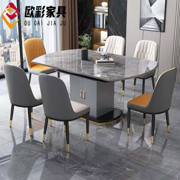 Bàn ăn đá phiến sang trọng nhẹ nhàng cho hộ gia đình căn hộ nhỏ Bàn tròn hiện đại đơn giản gấp gọn bằng kính thiên văn Bàn ăn gỗ nguyên khối có tủ đựng đồ